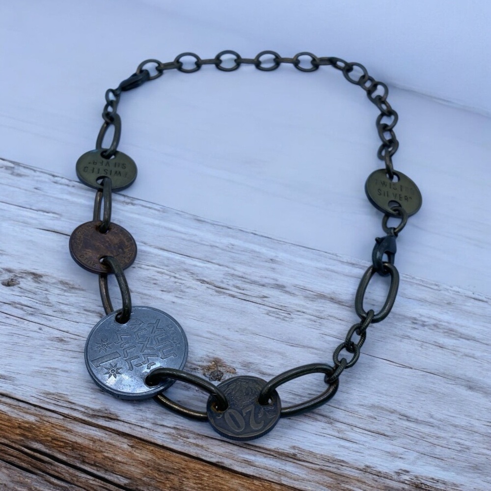 Twisted Silver Coin Chain Convertible Bracelet to Necklace